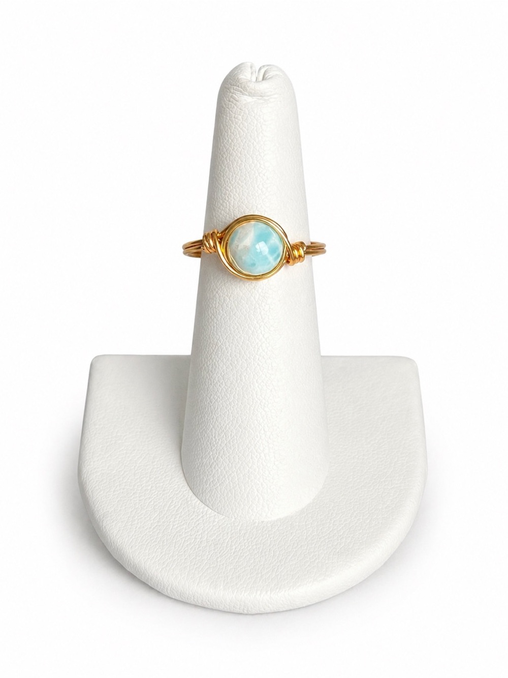 Larimar Wire Wrapped Ring